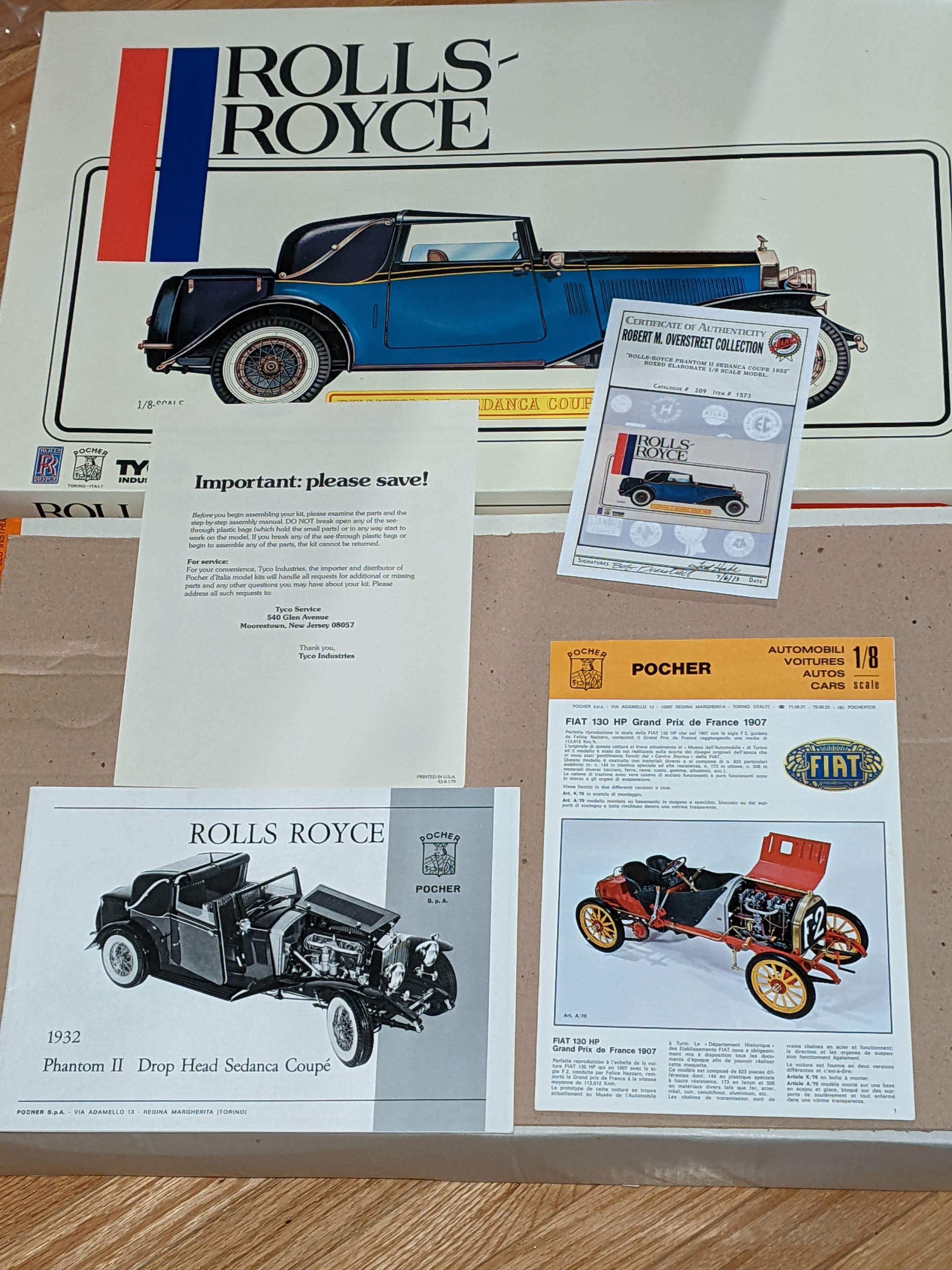 Tyco Industries Pocher 1/8 Scale - 1932 Rolls-Royce Phantom II Sedanca  Coupe Model