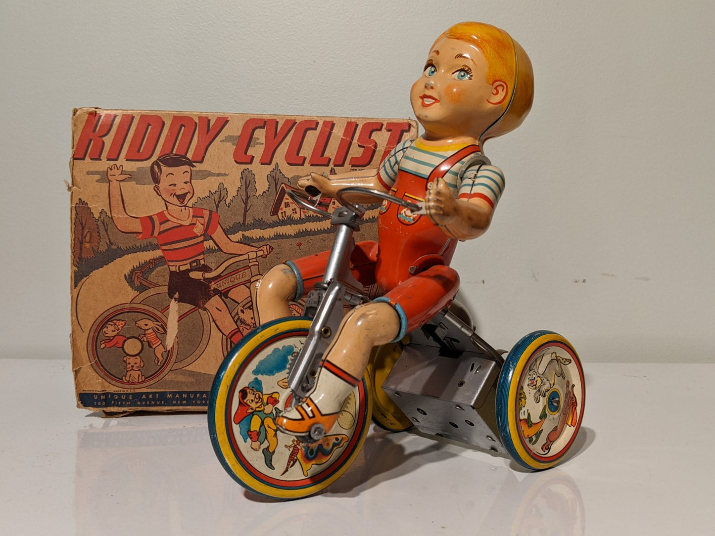 Unique Arts Kiddy Cyclist Tin Wind-Up Toy with Original Box