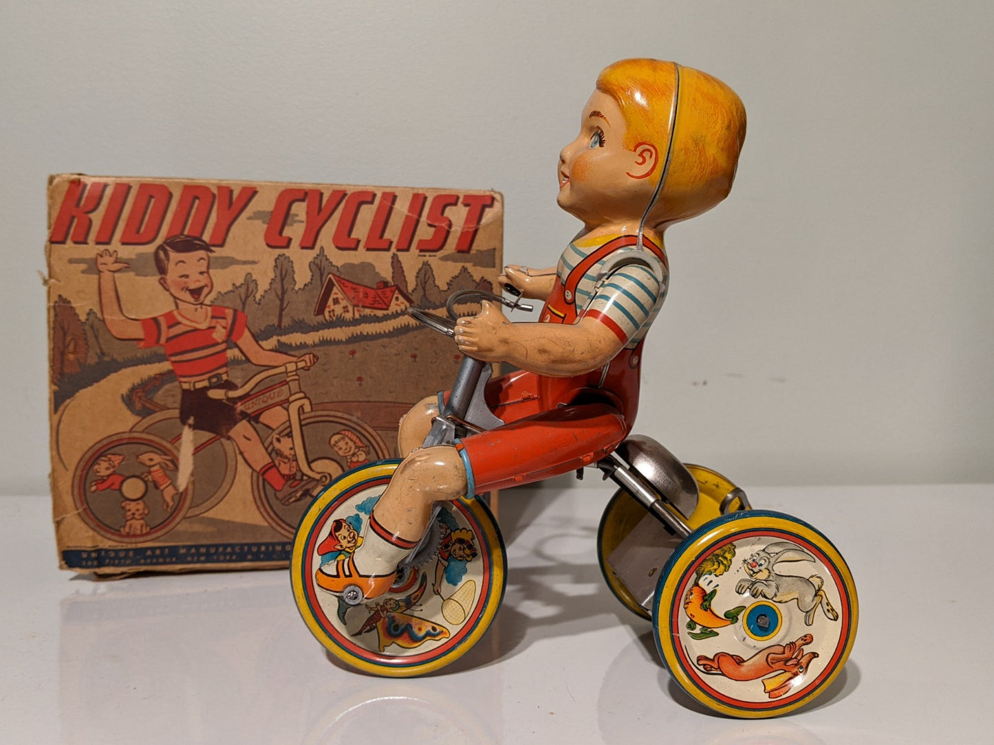 Unique Arts Kiddy Cyclist Tin Wind-Up Toy with Original Box