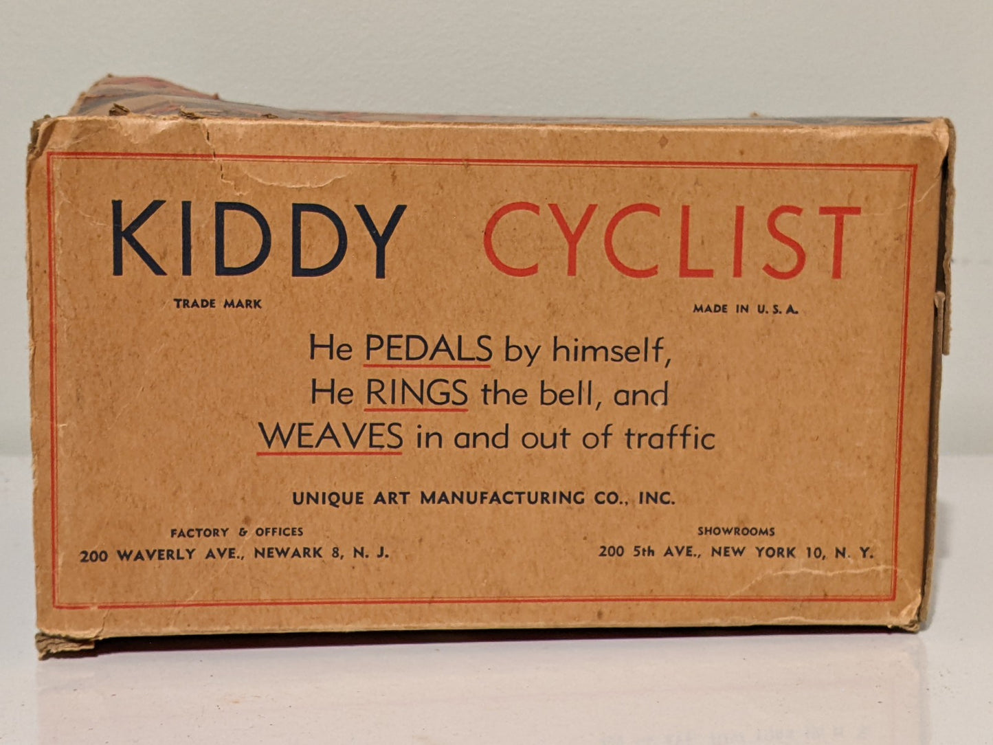 Unique Arts Kiddy Cyclist Tin Wind-Up Toy with Original Box